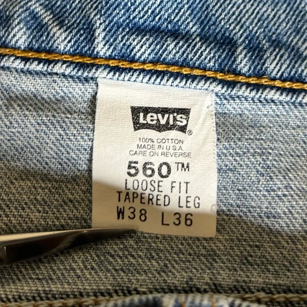 Vintage 560 Levi’s Made in Usa Size W38 L36 Loose Fit Tapered Leg Men’s